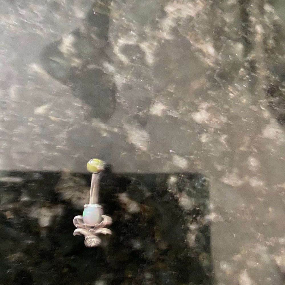 belly ring with opal